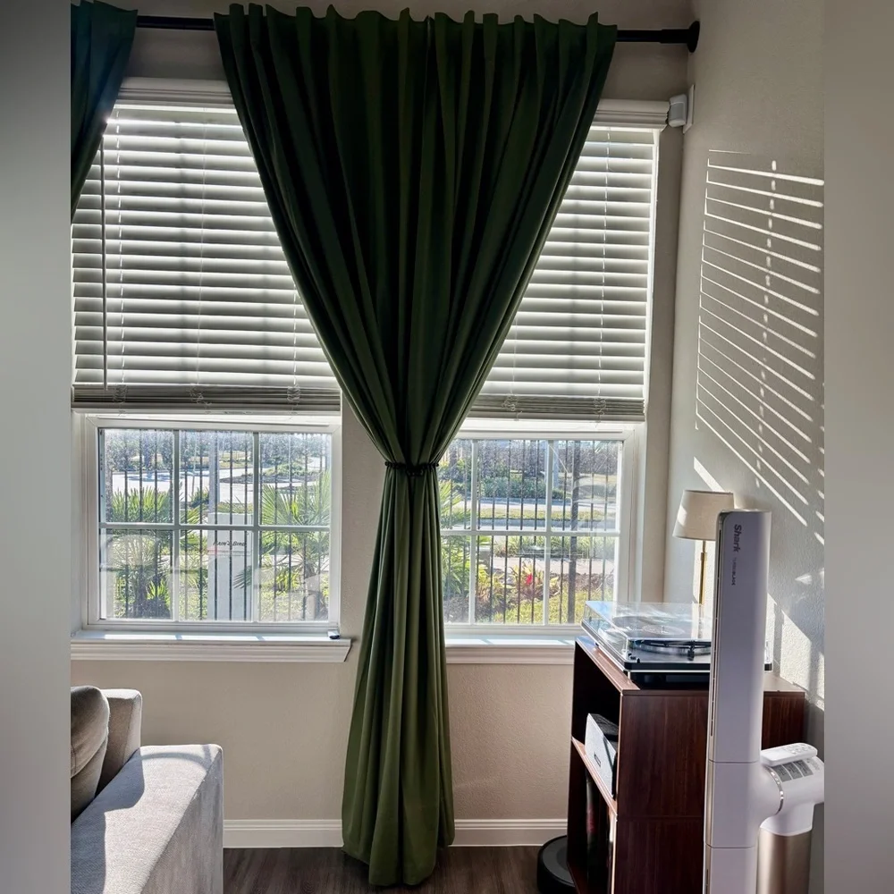 52” x 120” Solid Olive Green 100% Blackout Curtains
